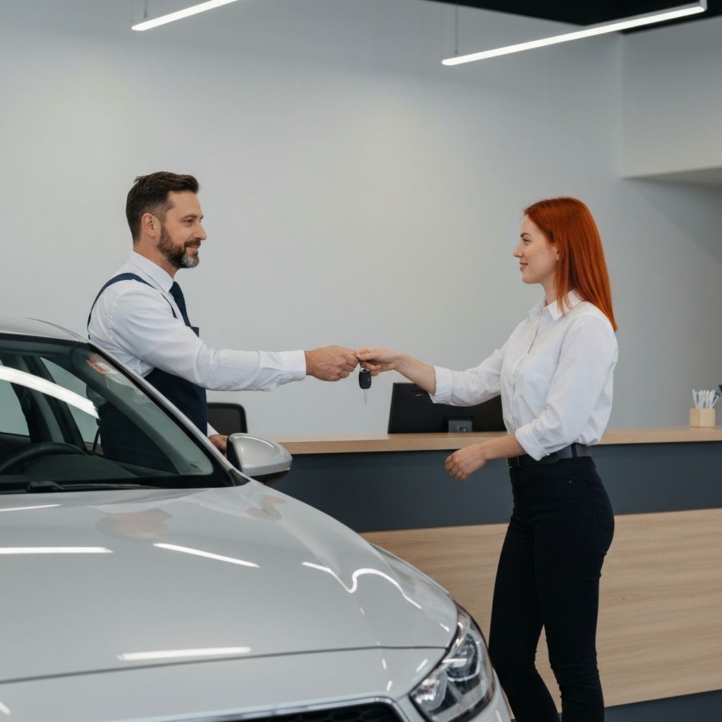 Hands exchanging car keys